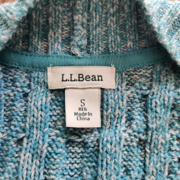 LL Bean XOXO Blue White Knit Open Front Cardigan EUC sz S - Picture 5 of 14